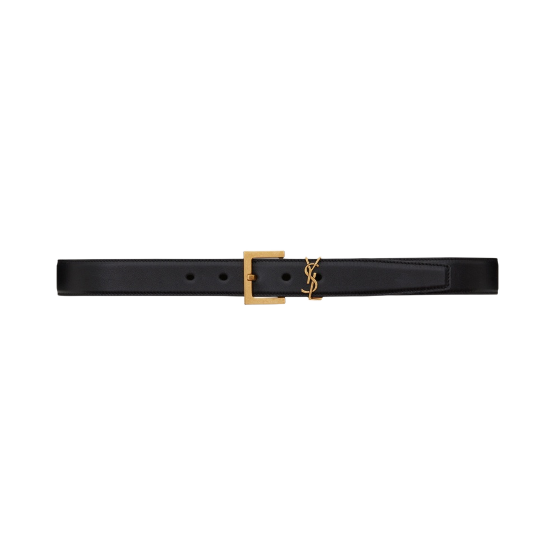 (W) 생로랑 스무스 레더 골드 모노그램 벨트 블랙((W) Saint Laurent Smooth Leather Gold Monogram Belt Black) - 1