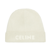 Celine Beanie in Ribbed Wool Ecru