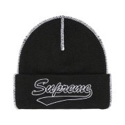 Supreme Contrast Stitch Beanie Black - 22FW