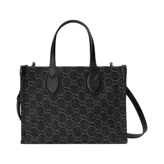 Gucci Ophidia GG Medium Tote Bag Black Grey Denim