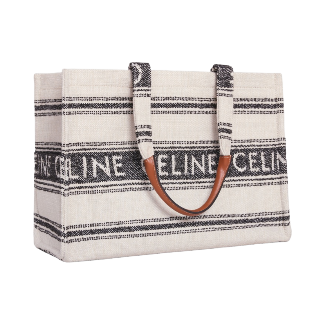 셀린느 자카드 스트라이프 텍스타일 라지 카바스 타이스 화이트 블랙(Celine Large Cabas Thais in Striped Textile with Jacquard White Black) - 2
