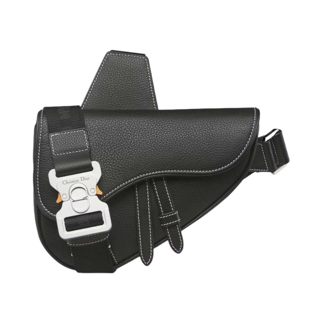 디올 미니 라이트 새들 백 블랙 그레인드 카프스킨