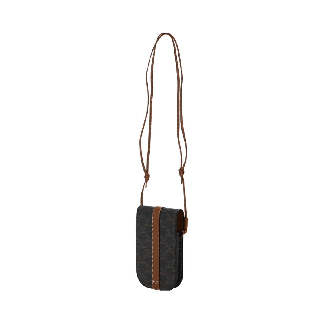 셀린느 트리옹프 캔버스 카프스킨 폰 파우치 탄(Celine Phone Pouch in Triomphe Canvas and Calfskin Tan) - 3