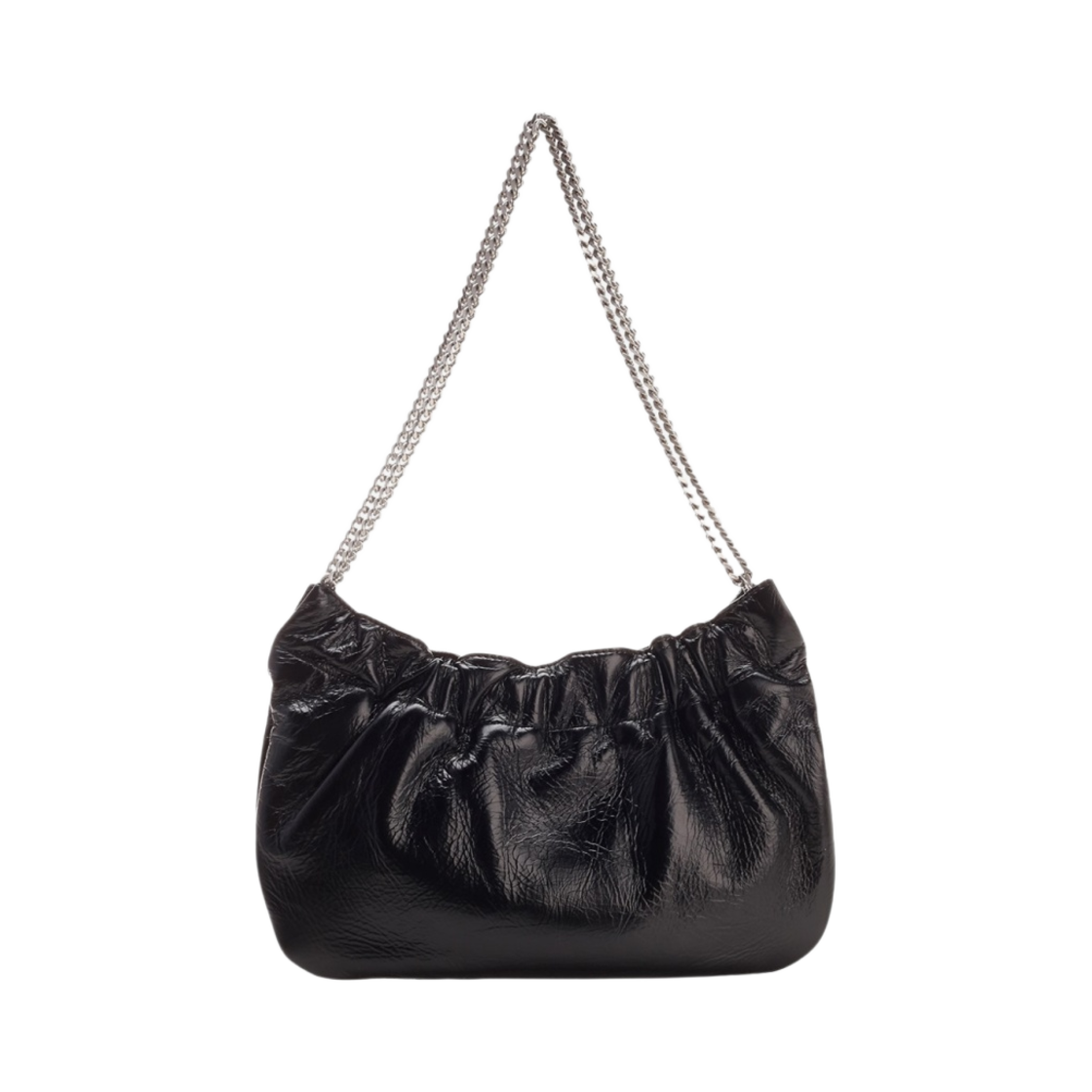 생로랑 크링클 나파 레더 미디움 체인 호보백 블랙(Saint Laurent Medium Chain Hobo Bag in Crinkled Nappa Leather Black) - 2