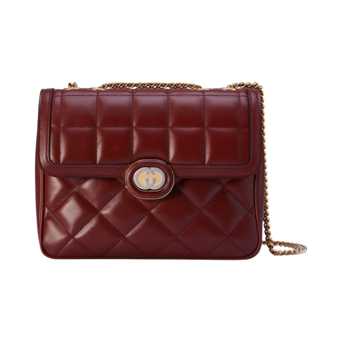 구찌 데코 스몰 숄더백 다크 레드 레더(Gucci Deco Small Shoulder Bag Dark Red Leather) - 1