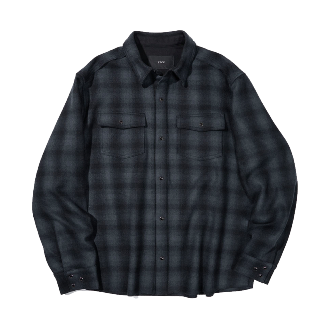 ET2403SH04BL ETCE Heavy Wool Flannel Check Jacket Blue