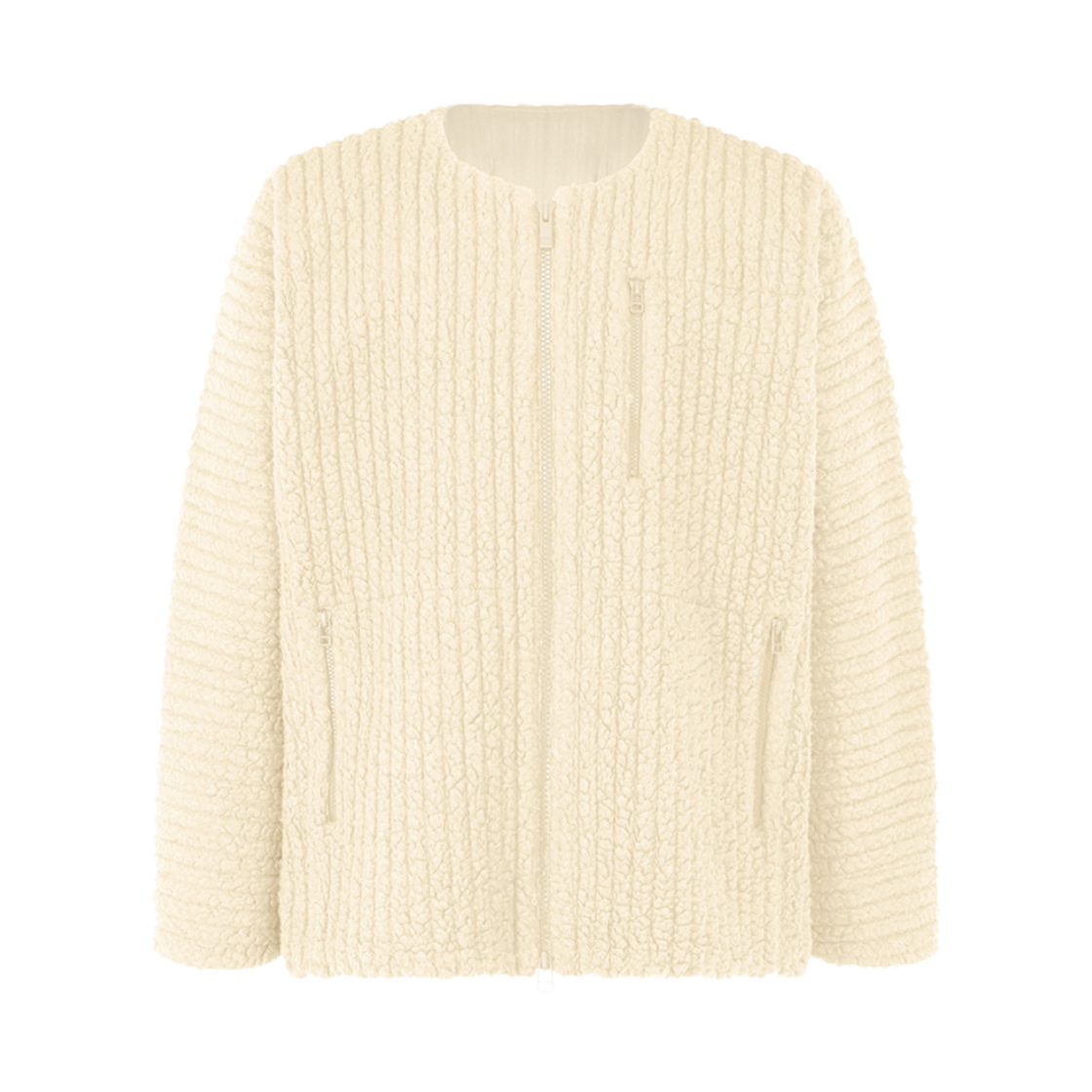 JC281-01 Homme Plisse Issey Miyake Fleece Pleats Jacket White