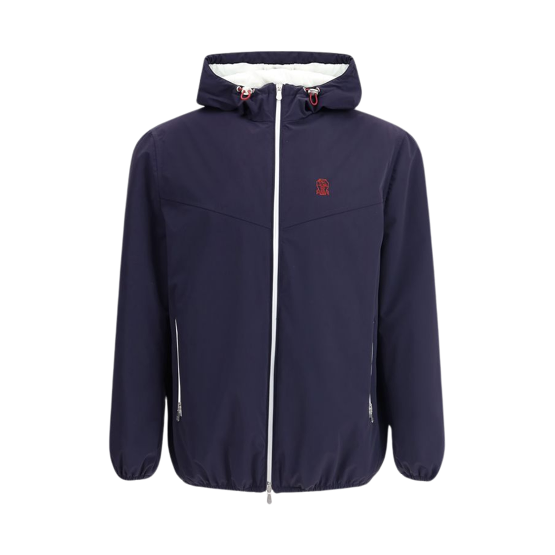 브루넬로 쿠치넬리 본디드 나일론 써모 패딩 로고 후드 자켓 네이비 블루(Brunello Cucinelli Bonded Nylon Hooded Jacket with Thermore Padding and Logo Navy Blue) - 1
