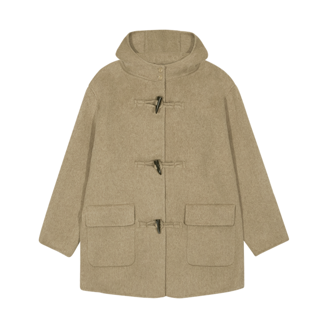 MF249NCT001CKEFR Margarin Fingers Hooded Wool Duffle Coat Khaki Beige