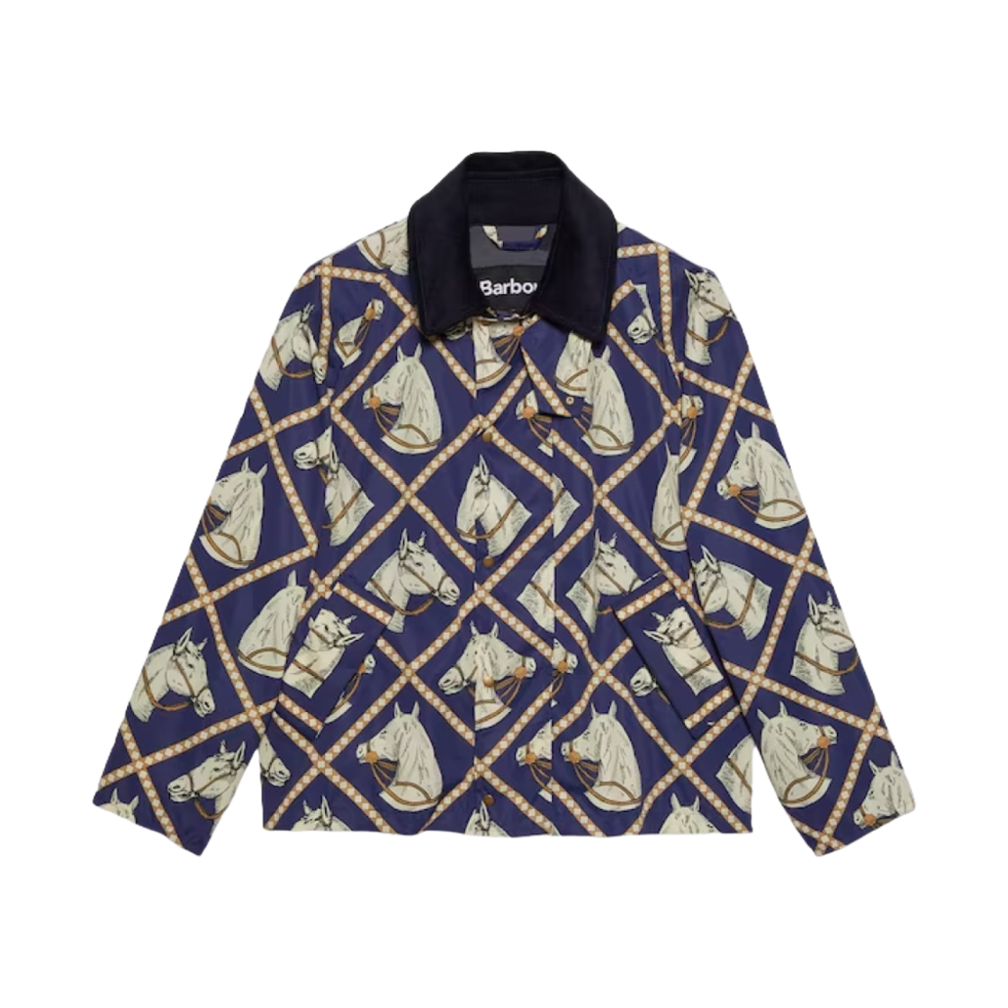 【L】GUCCI × Barbour Equestrian Nylon 구찌 x 바버 이큐스트리언 나일론 자켓 네이비 | Gucci | KREAM