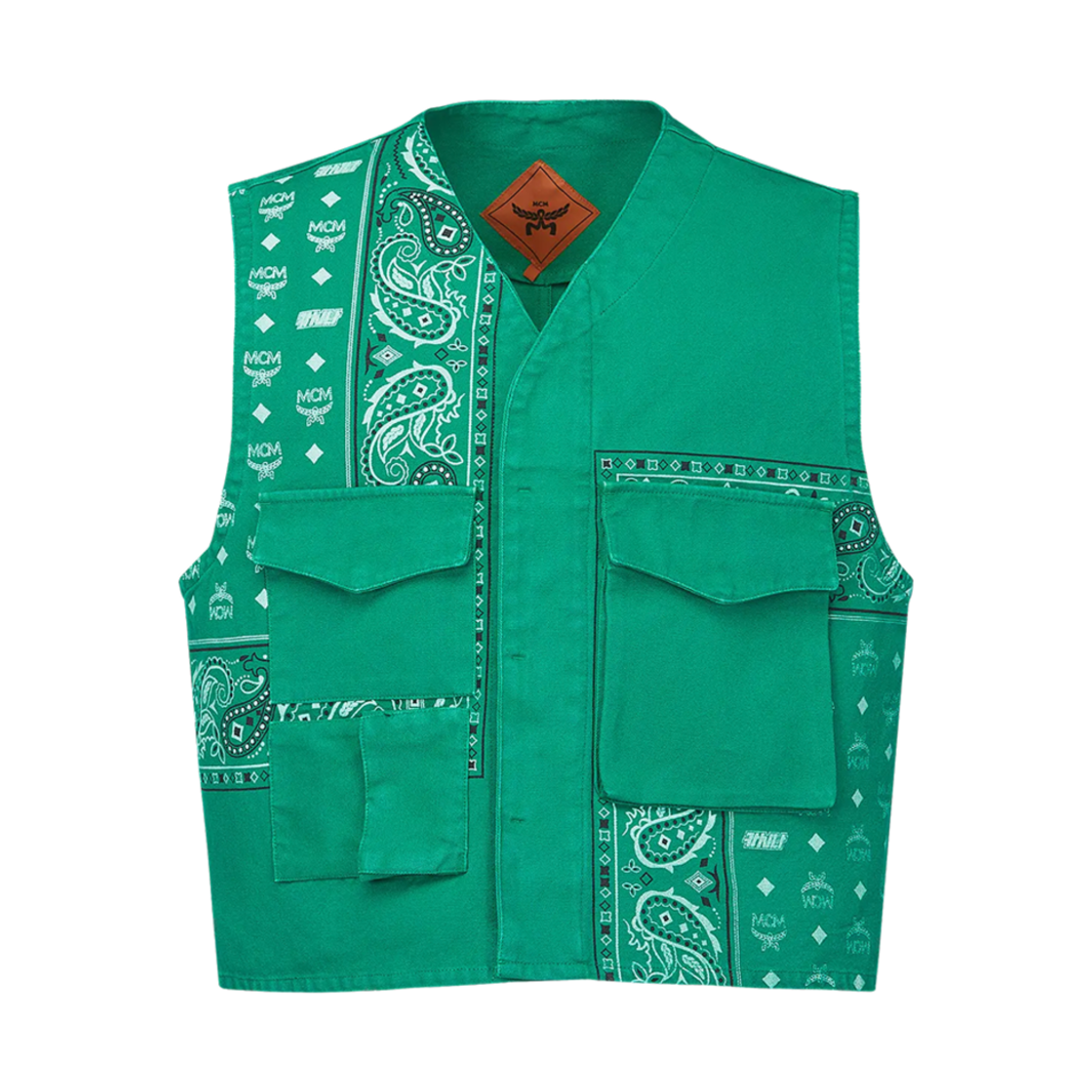 MHVFSMM03KF MCM x Kasina Cotton Oxford Gilet Washed Green