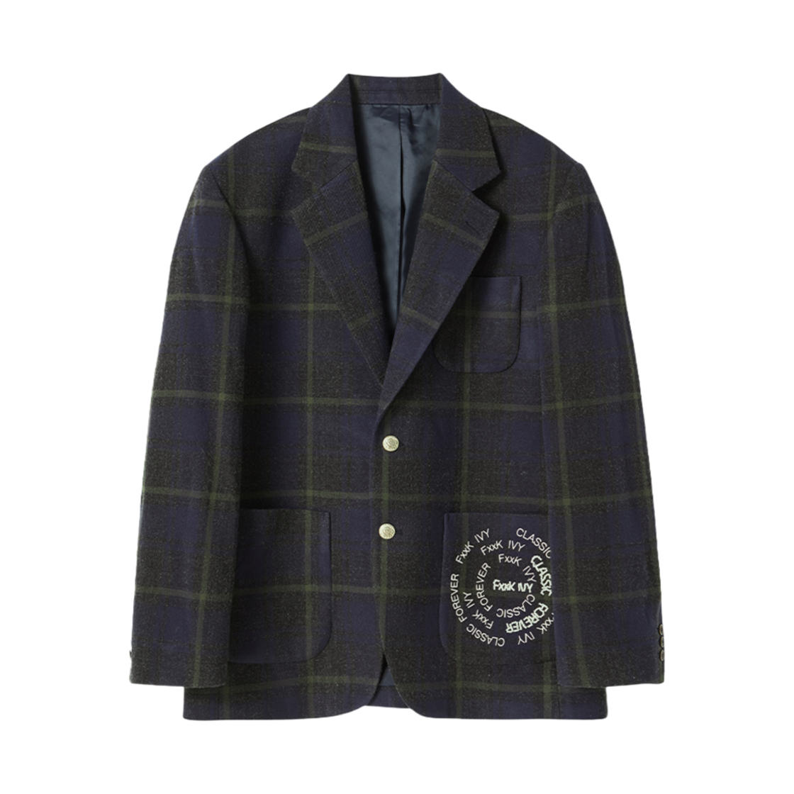 NV24FAJK03GN N ARCHIVE Hand Made Detail Fxxk IVY Wool Sports Check Jacket Green