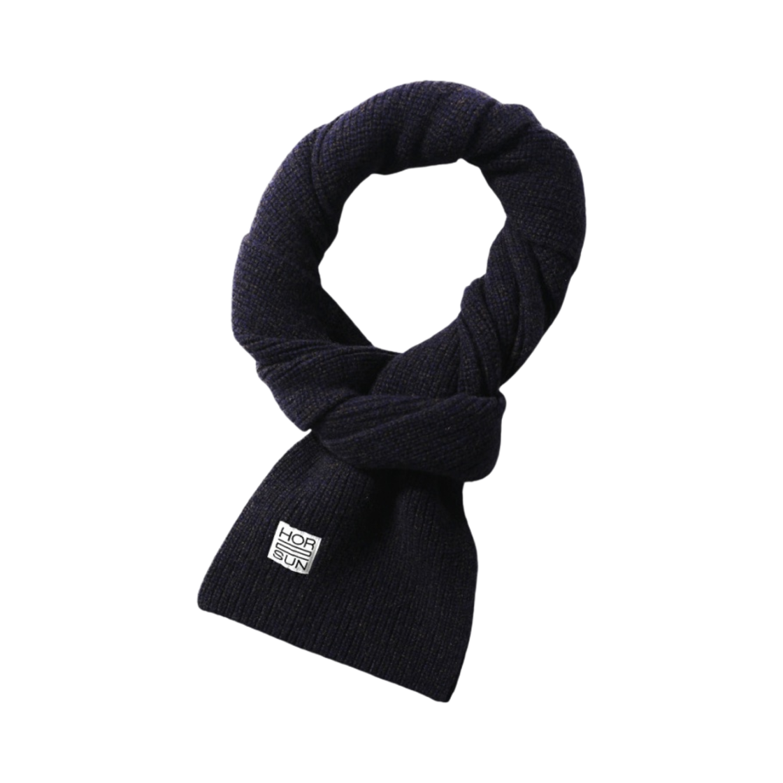 홀리선 x 하바티 x BUJ 스키프 슈퍼파인 울 니트 립 머플러 멜란지 네이비(Horlisun x Havati x BUJ Skiff Superfine Wool Knit Rib Muffler Melange Navy)