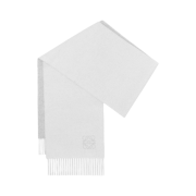 (W) Loewe Bicolour Muffler in Wool and Cashmere White Light Grey