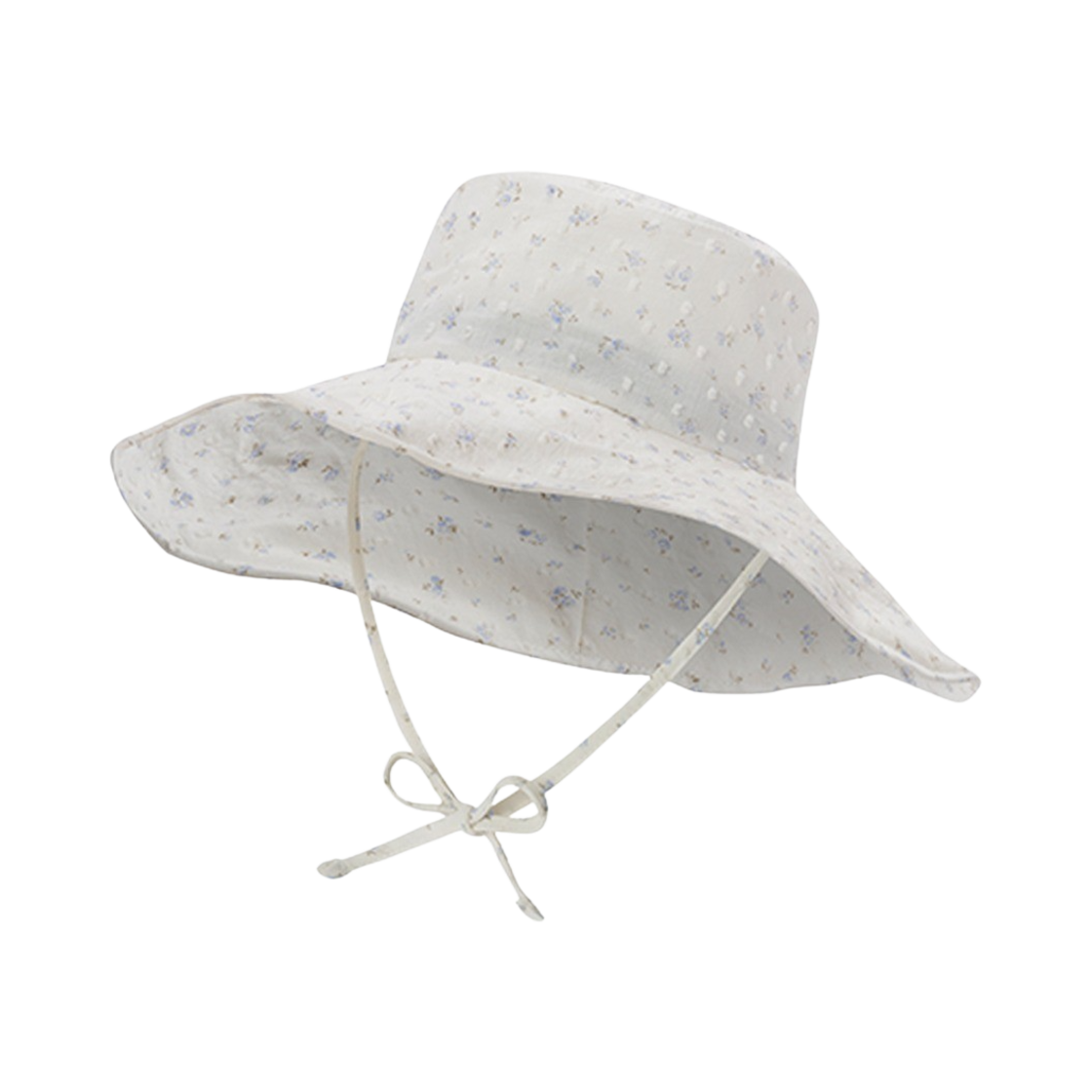 올인컴플리트 플로럴 스트랩 와이드 버킷햇 블루 플라워