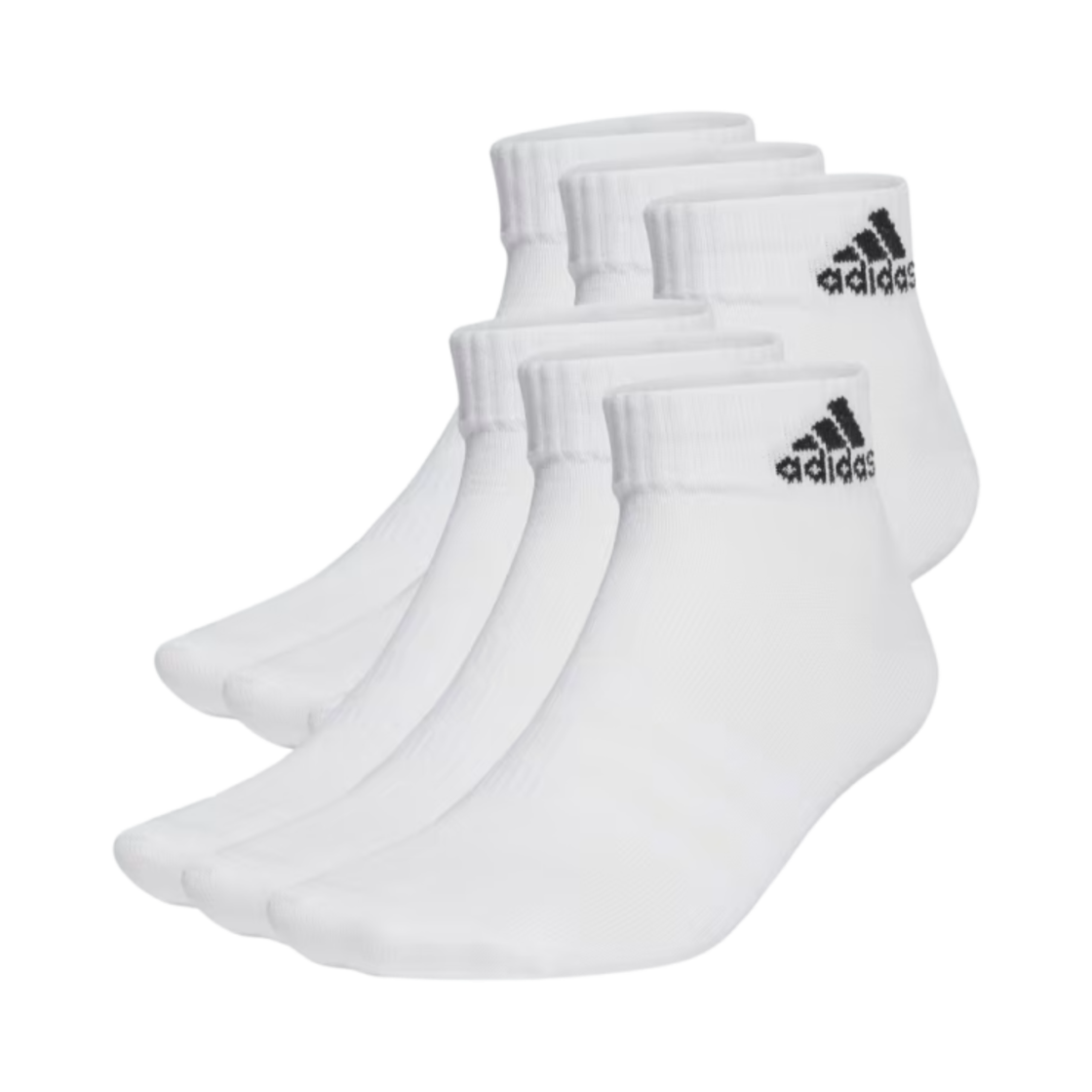 아디다스 씬 앤 라이트 스포츠웨어 앵클 삭스 화이트 블랙 (6개입)(Adidas Thin and Light Sportswear Ankle Socks White Black (6 Pack)) - 1
