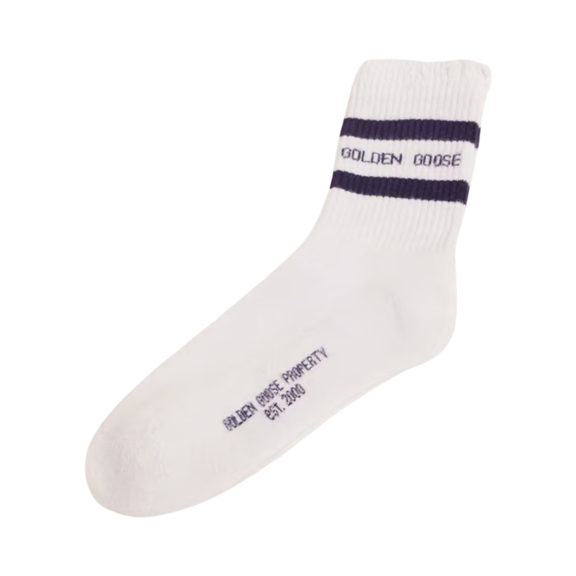 GUP00883-P000487-81236 Golden Goose Logo Cotton Socks with Distressed Finishes Blue Stripes