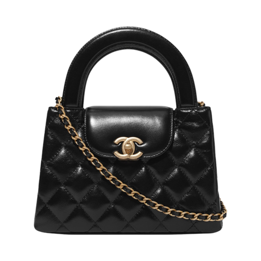 Chanel Mini Shopping Bag Shiny Aged Calfskin & Gold Black