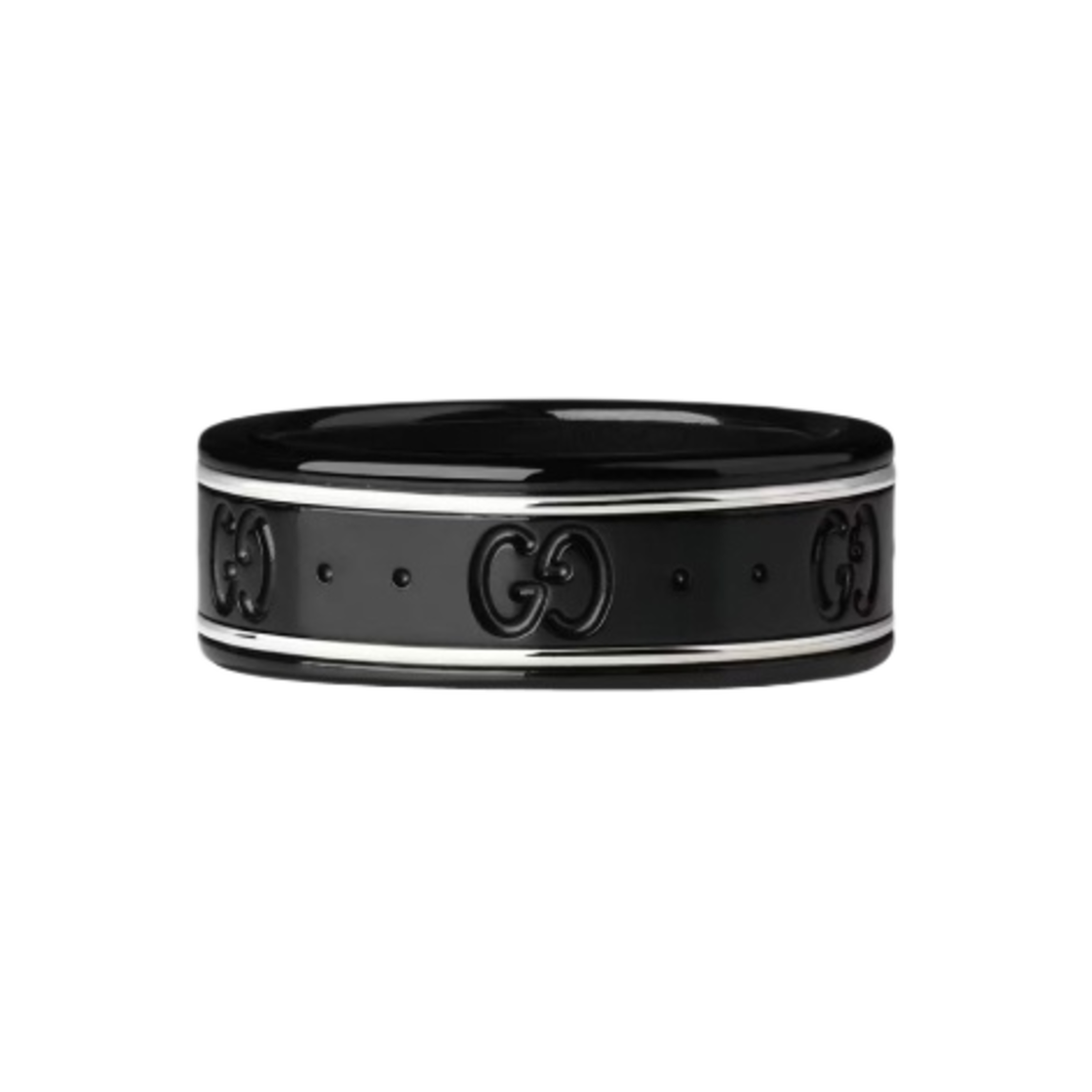 구찌 아이콘 씬 밴드 18K 화이트 골드 블랙(Gucci Icon Thin Band 18K White Gold Black)