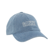 Ganni Recycled Cotton Embroidered Logo Cap Denim