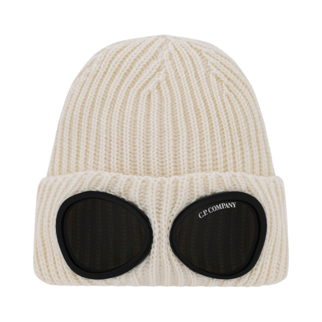 15CMAC122A005509A103 C.P. Company Extra Fine Merino Wool Goggle Beanie Gauze White - 23FW