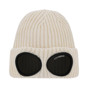 C.P. Company Extra Fine Merino Wool Goggle Beanie Gauze White - 23FW
