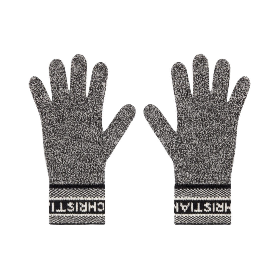 (W) 디올 D 화이트 글러브 울 캐시미어 블랙 아이보리((W) Dior D White Gloves Black Ivory Wool Cashmere Black Ivory) - 1