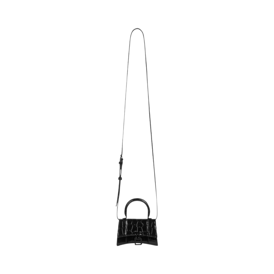 발렌시아가 크로커다일 엠보스 카프스킨 아워글래스 미니 핸드백 블랙(Balenciaga Crocodile Embossed Calfskin Hourglass Mini Handbag Black) - 4