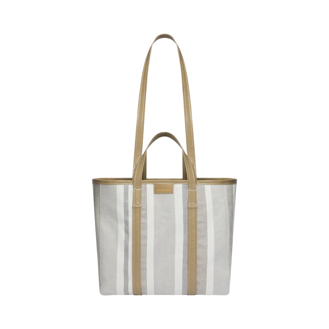 발렌시아가 바베스 미디움 이스트 웨스트 라피아 쇼퍼백 다크 베이지 그레이(Balenciaga Barbes Medium East-West Raffia Shopper Bag Dark Beige Grey) - 3