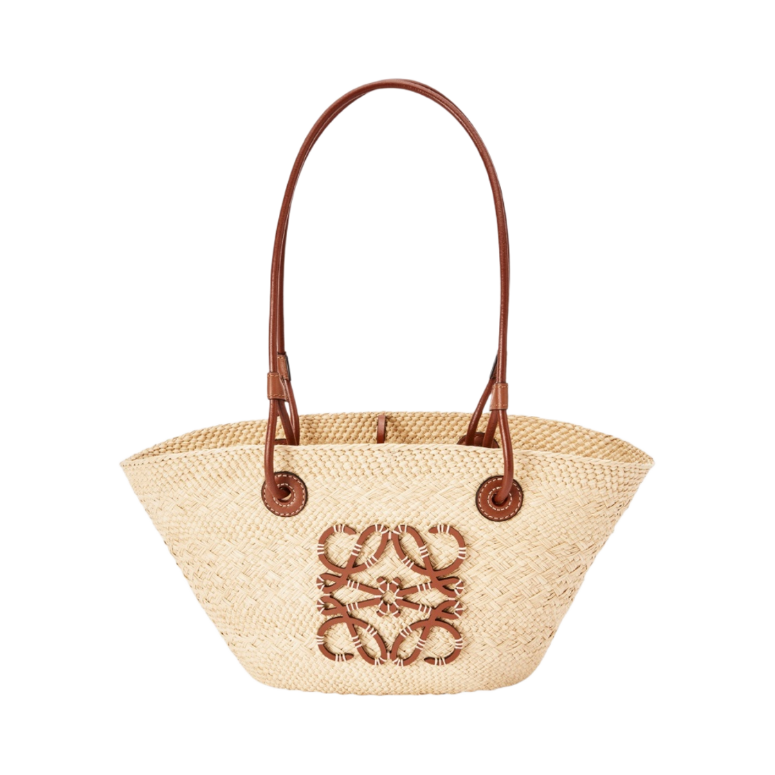 로에베 스몰 아나그램 베스킷백 이라카 팜 앤 카프스킨 내츄럴 탄(Loewe Small Anagram Basket Bag in Iraca Palm and Calfskin Natural Tan)