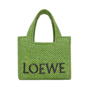 Loewe Small Loewe Font Tote In Raffia Meadow Green