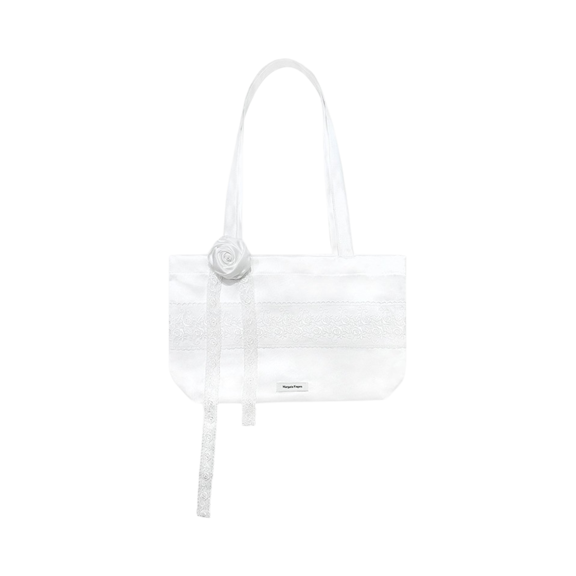 MF2414BG001CWHFR Margarin Fingers Satin Lace Mini Bag White