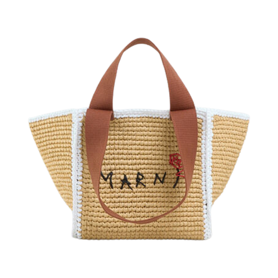 SHMP0121L0-P6769-ZO761 Marni Natural Macrame Sillo Small Shopper Bag Natural White