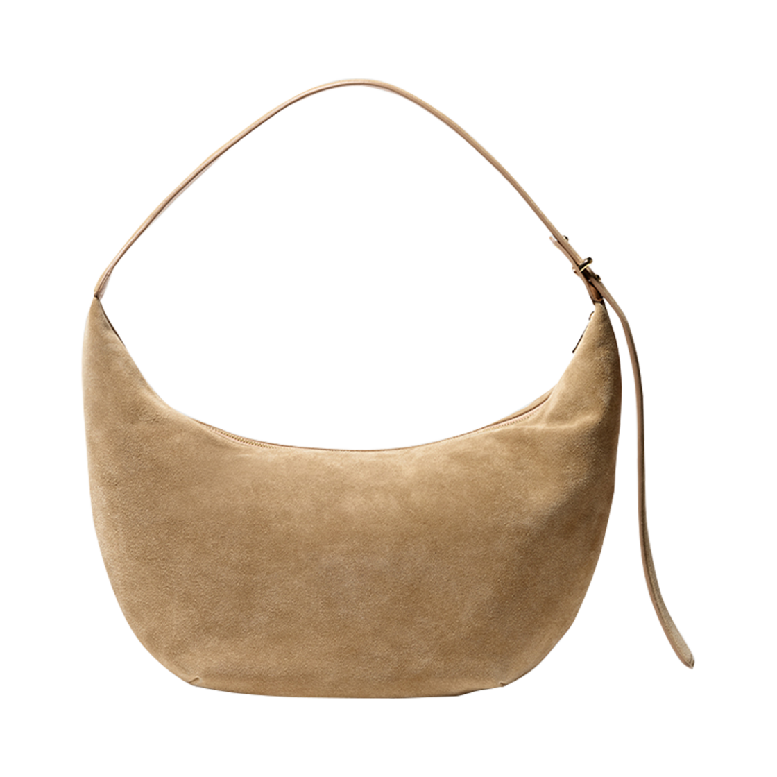 비뮤즈맨션 리얼 스웨이드 호보 백 샌드 베이지(BEMUSE MANSION Real Suede Hobo Bag Sand Beige)