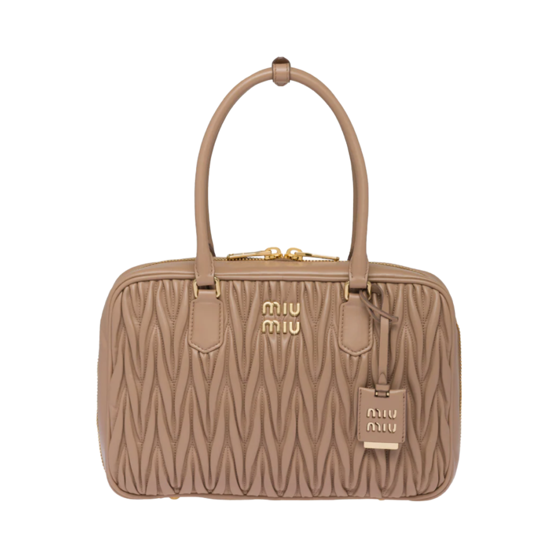 미우 미우 마틀라세 나파 레더 탑 핸들백 카메오(Miu Miu Matelasse Nappa Leather Top-Handle Bag Cameo) - 1