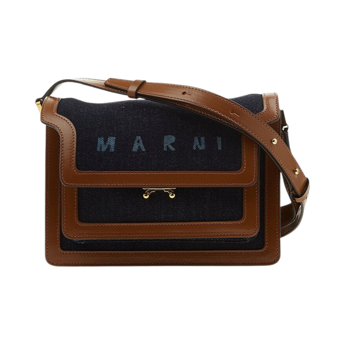 마르니 데님 미디움 트렁크백 블랙(Marni Denim Medium Trunk Bag Black) - 1