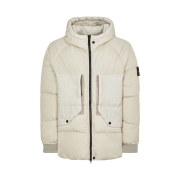 Stone Island 40723 Garment Dyed Crinkle Reps Recycled Nylon Hooded Down Jacket Stucco - 23FW