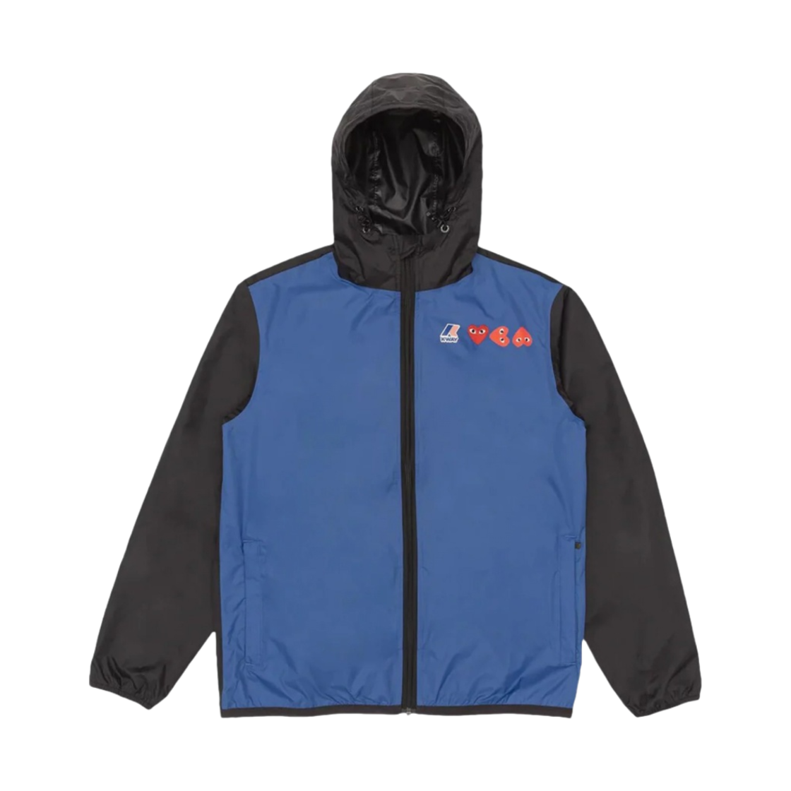 플레이 꼼데가르송 x 까웨 풀 집 자켓 블루 블랙(Play Comme des Garcons x K-Way Full Zip Jacket Blue Black)