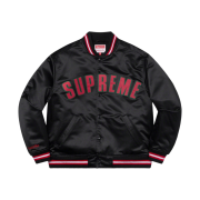 Supreme Mitchell & Ness Satin Varsity Jacket Black - 21SS