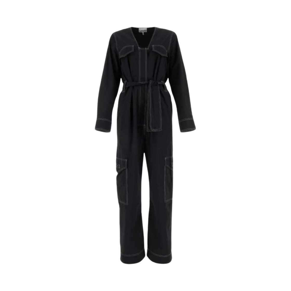F7610-099 (W) Ganni Crepe Jumpsuit Black