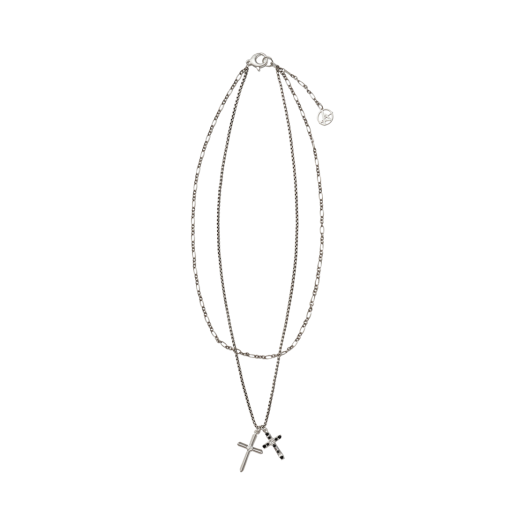 VA401 Haleine Double Cross Layered Necklace Black (VA401)