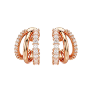 (W) Swarovski Hyperbola Hoop Earrings Mixed Cut Mini White Rose Gold Tone Plated
