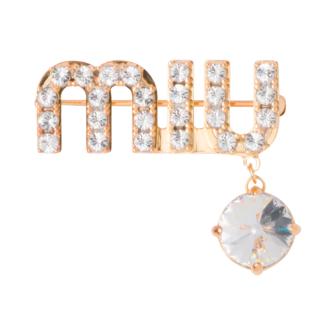 미우 미우 크리스탈 펜던트 브로치 골드 크리스탈(Miu Miu Brooch with Crystal Pendant Gold Crystal) - 1