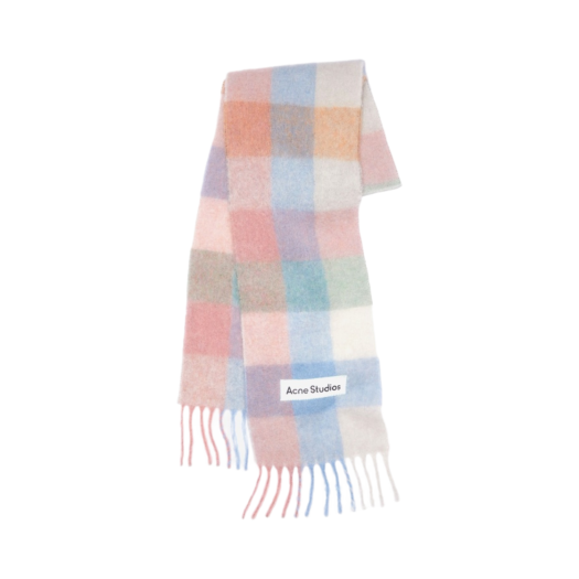 Acne Studios Mohair Check Scarf Pink Light Blue Green