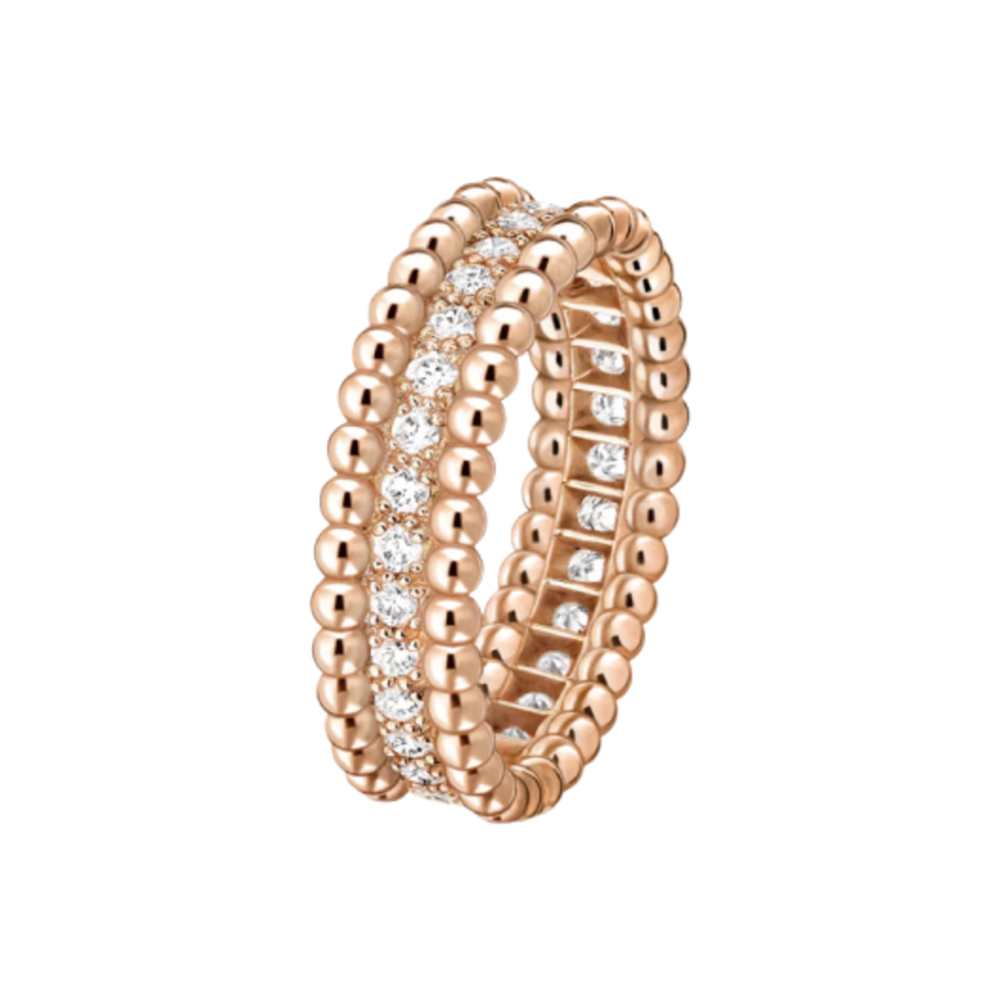반 클리프 & 아펠 뻬를리 다이아몬드 링 1 로우 18K 핑크 골드 다이아몬드(Van Cleef & Arpels Perlee Diamonds Ring 1 Row 18K Pink Gold Diamond)
