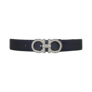 Ferragamo Reversible and Adjustable Gancini Belt Deep Ocean Black
