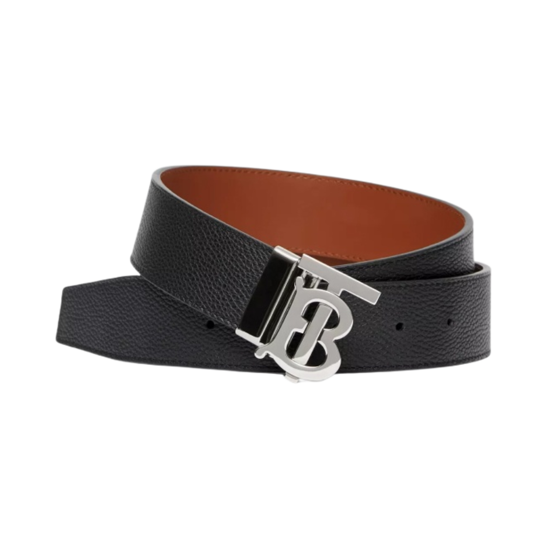 버버리 리버시블 체크 레더 TB 벨트 블랙 탄(Burberry Reversible Leather TB Belt Black Tan) - 1
