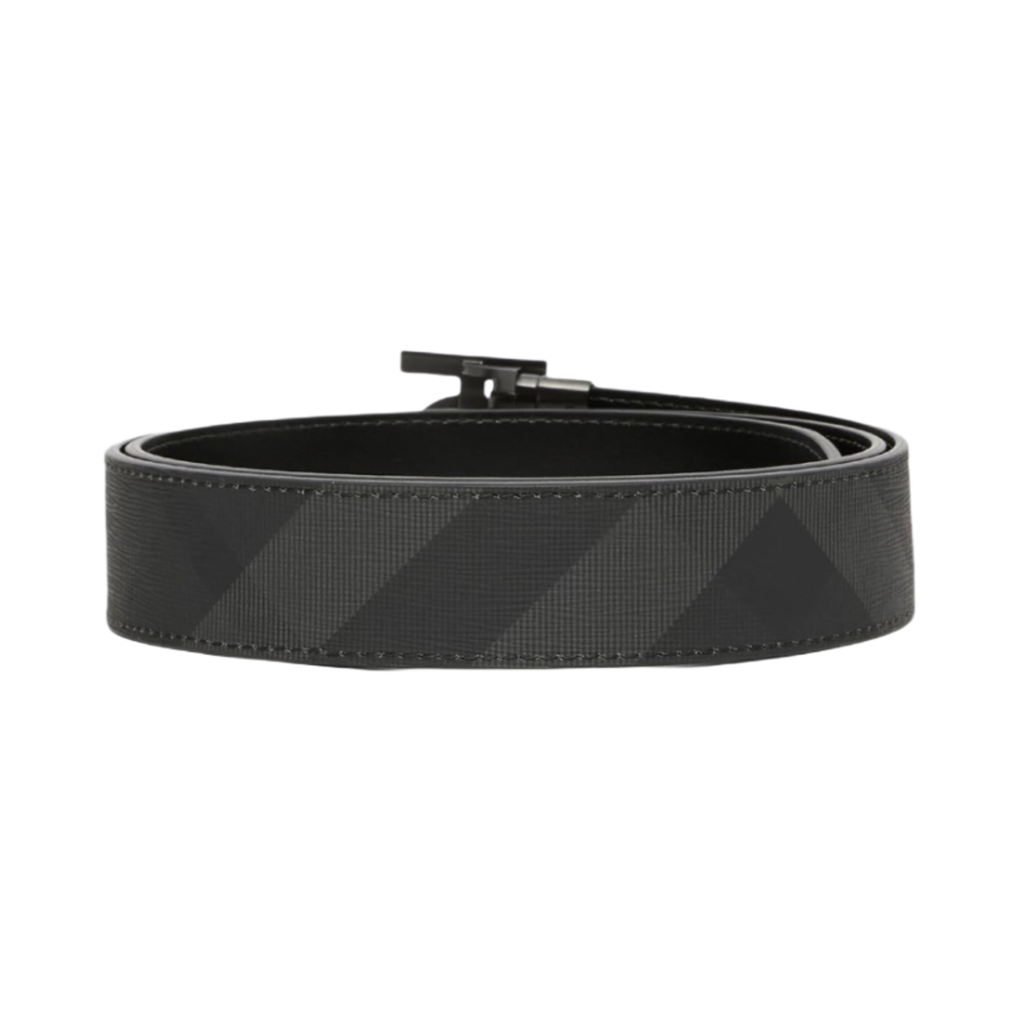 버버리 체크 앤 레더 리버시블 TB 벨트 차콜 그래파이트(Burberry Check and Leather Reversible TB Belt Charcoal Graphite) - 2