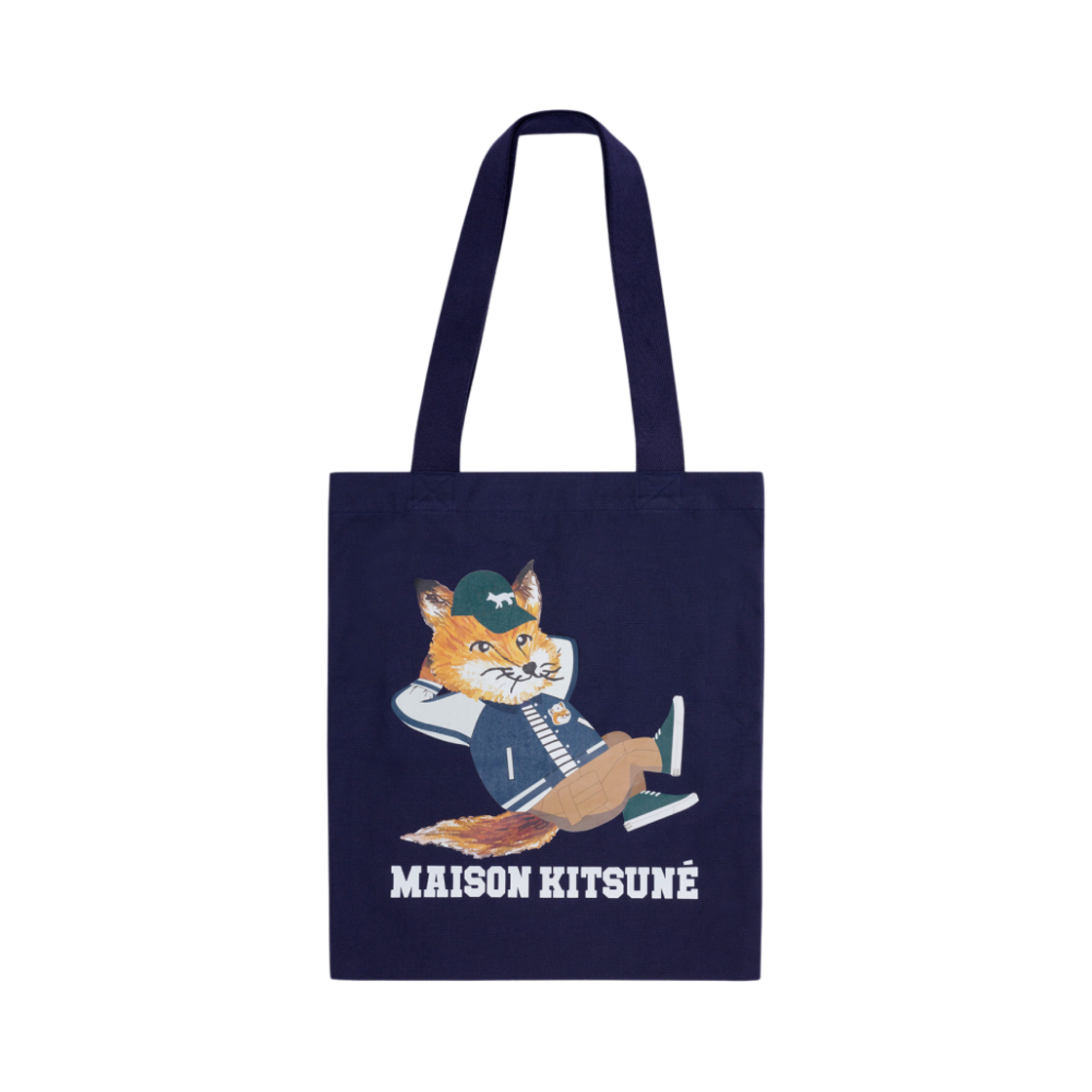 메종 키츠네 드레스드 폭스 버티컬 토트백 네이비(Maison Kitsune Dressed Fox Vertical Tote Bag Navy)