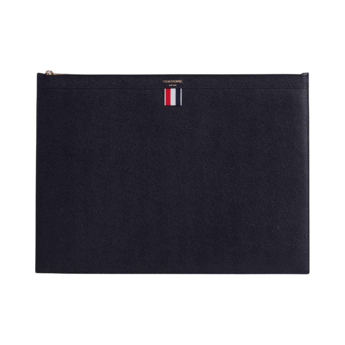 MAC020L-00198-001 Thom Browne Pebble Grain Leather Large Zipper Laptop Holder Black